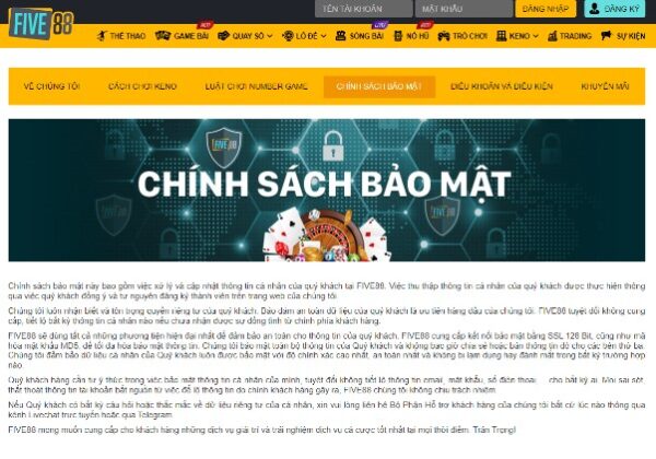 chính sách bảo mật tốt five88